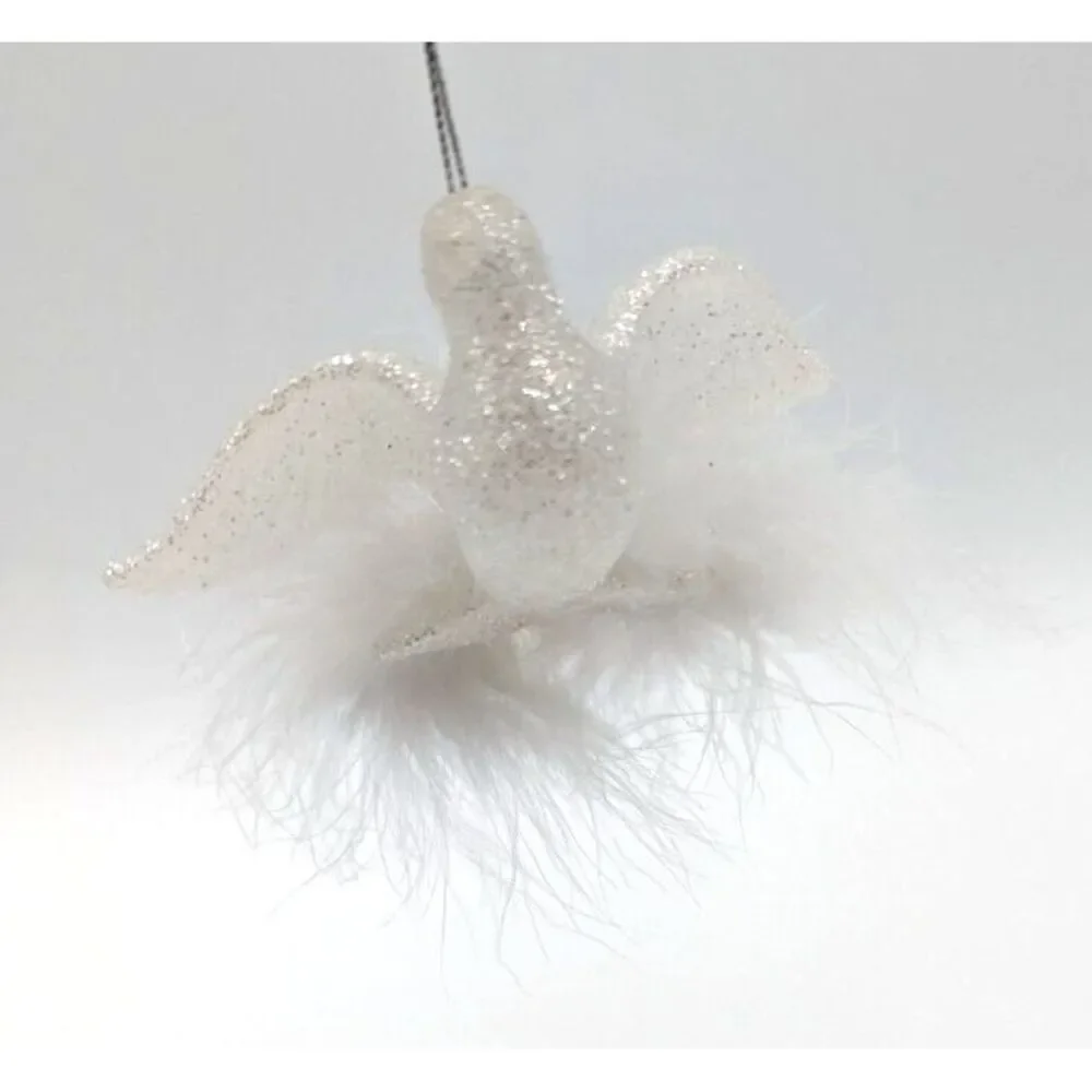 Lot of 6 Various White Blown Glass Ornament‎